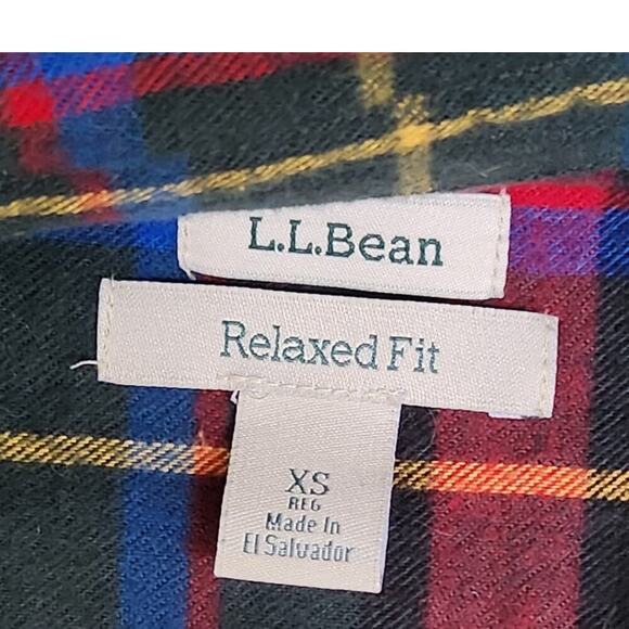 L.L. Bean Button Down Shirt Men's Sz XS Tartan Plaid Collared Relaxed Fit Warm - Picture 3 of 6